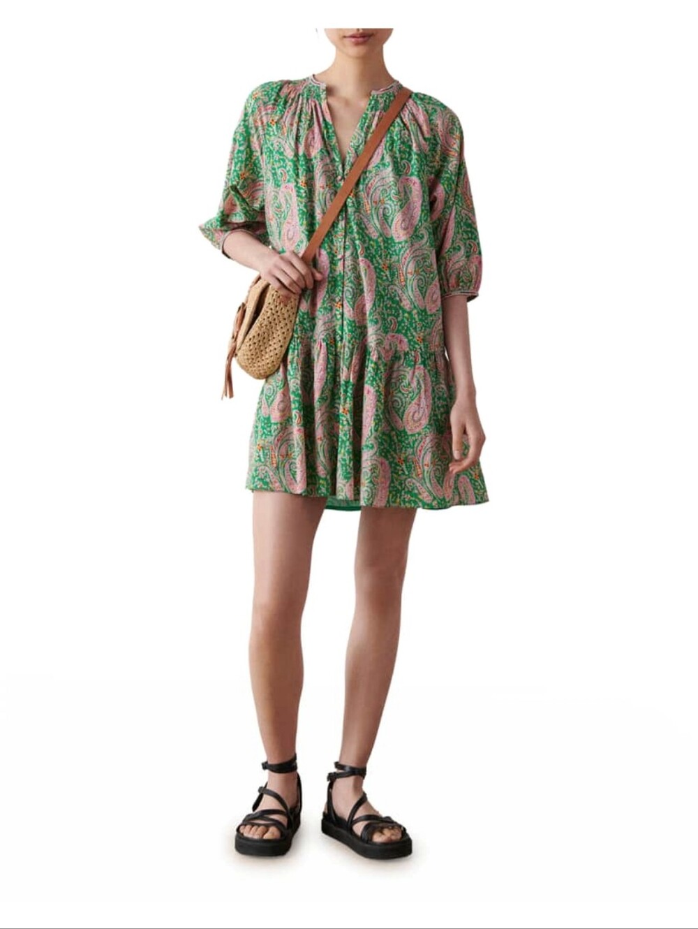 🆕️ba&sh Odeon Paisley Print Mini Dress Resortwear Coastal Sz 6 Floral Bohemian